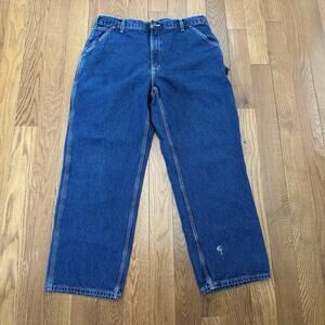 Carhartt Carpenter Jeans Mens 38x30 Loose Original Fit Blue Denim Cotton B13 DST